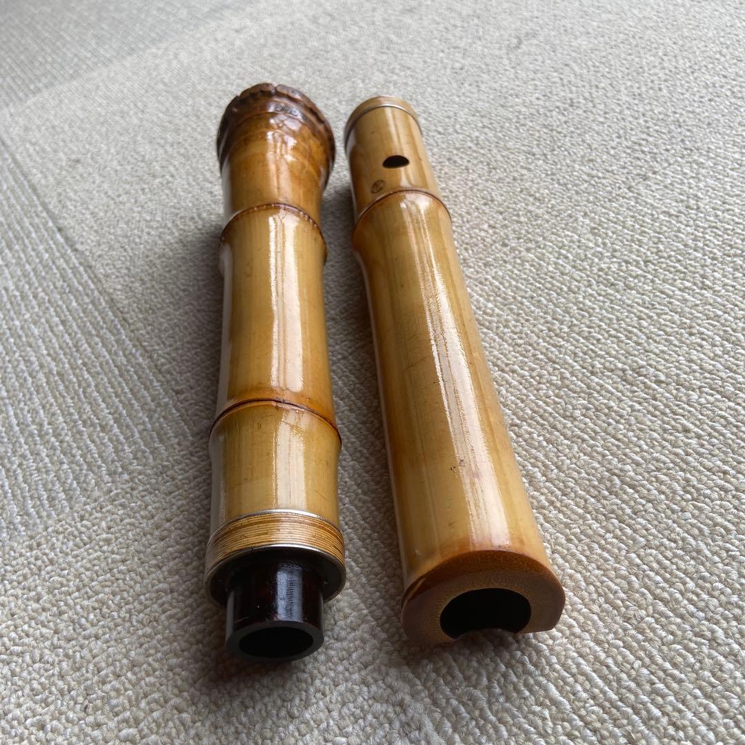 210尺八 一尺六寸管本体 竹製 5穴昌斎？銘