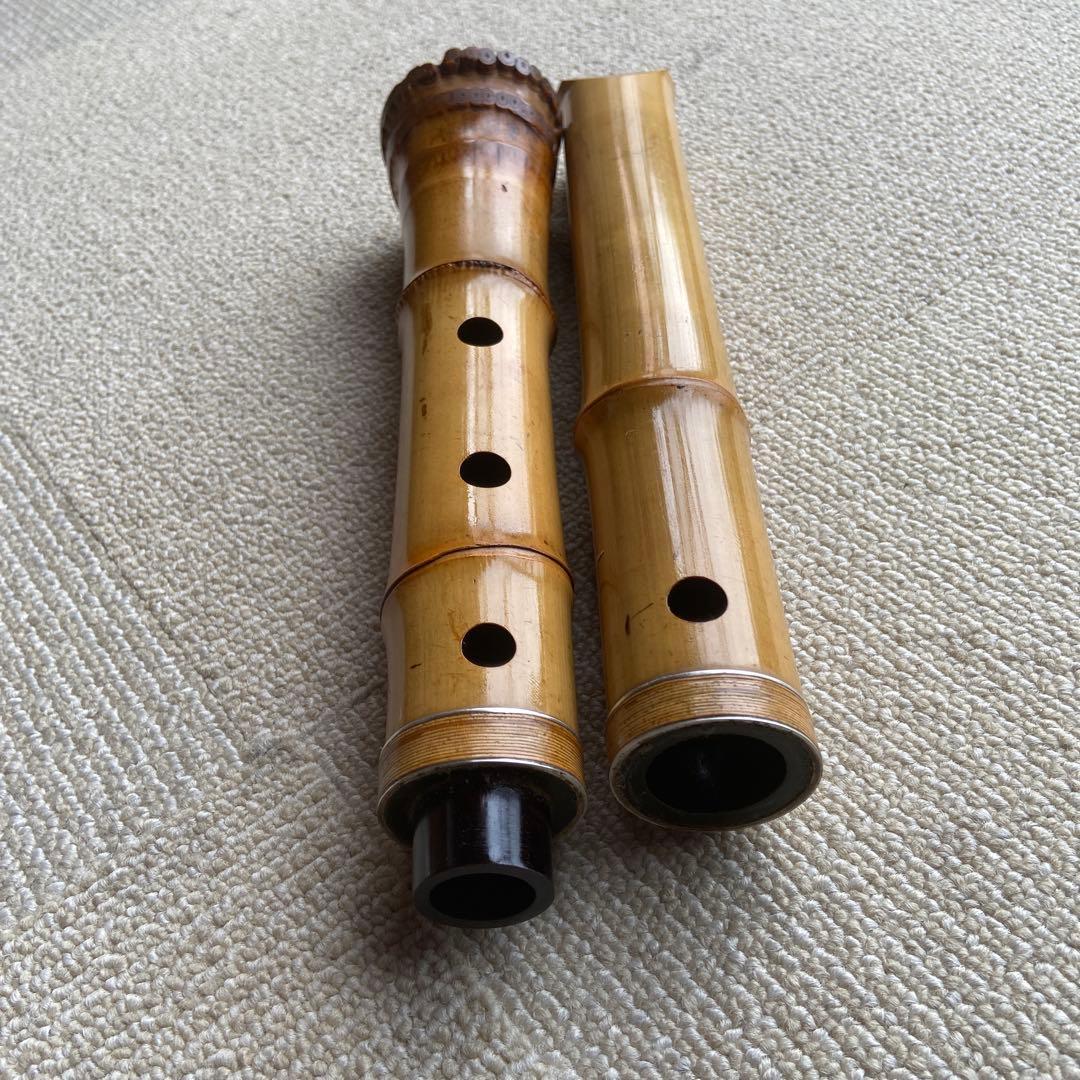 210尺八 一尺六寸管本体 竹製 5穴昌斎？銘