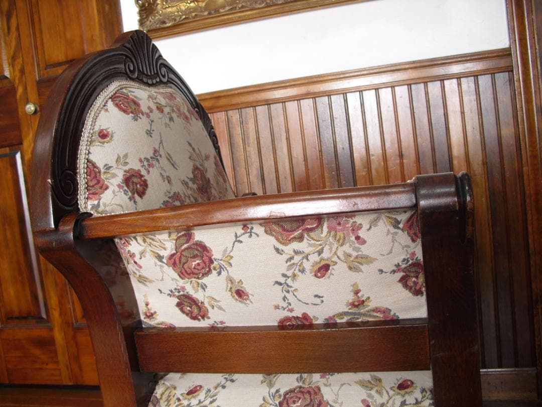 イタリア製 テレフォンベンチ☆薔薇のゴブラン織り☆猫脚/ロココ木彫