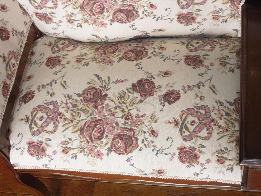 イタリア製 テレフォンベンチ☆薔薇のゴブラン織り☆猫脚/ロココ木彫