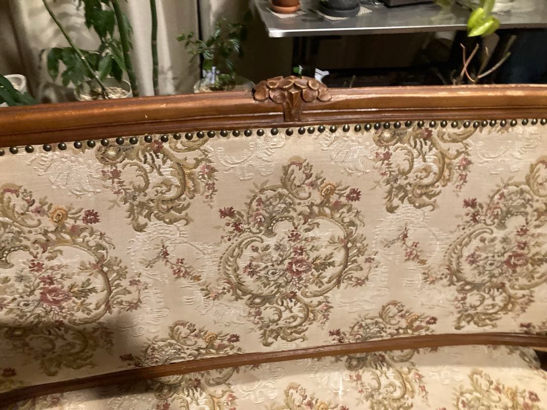 フランスアンティーク　猫脚サロンチェア　２人掛け