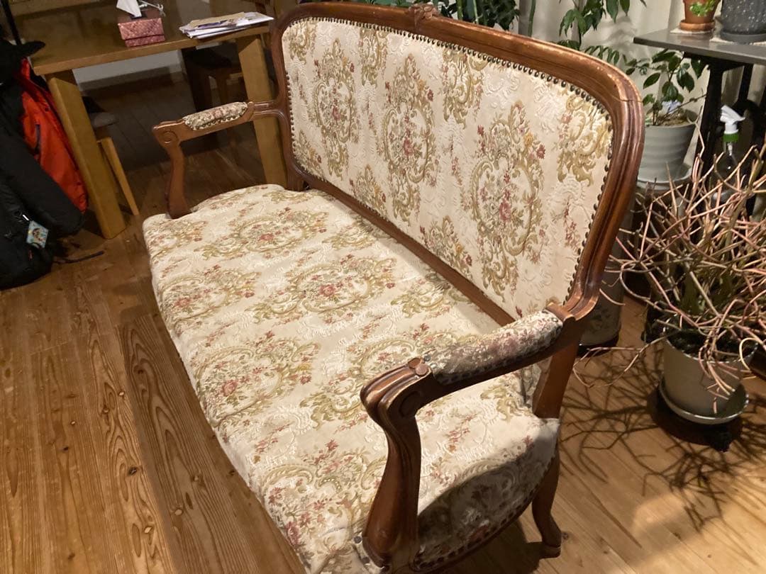 フランスアンティーク　猫脚サロンチェア　２人掛け