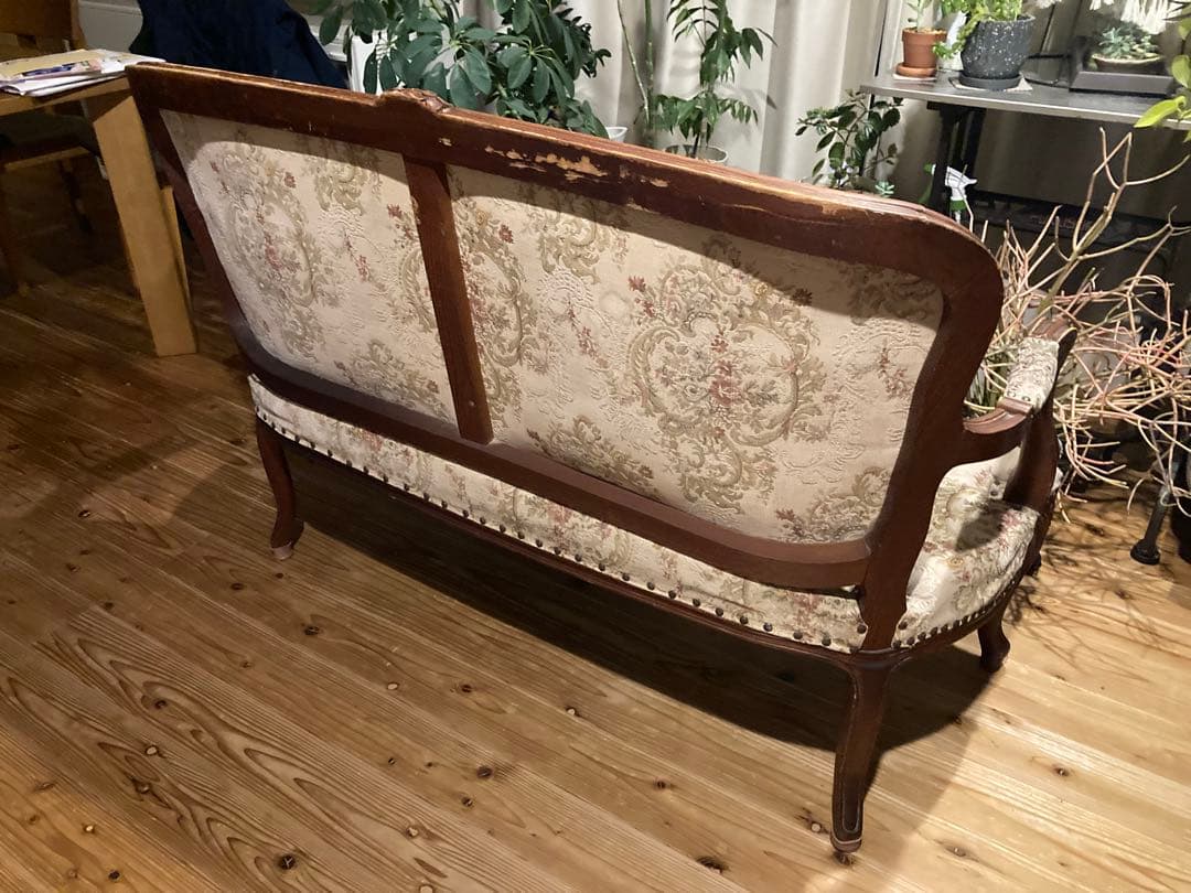 フランスアンティーク　猫脚サロンチェア　２人掛け
