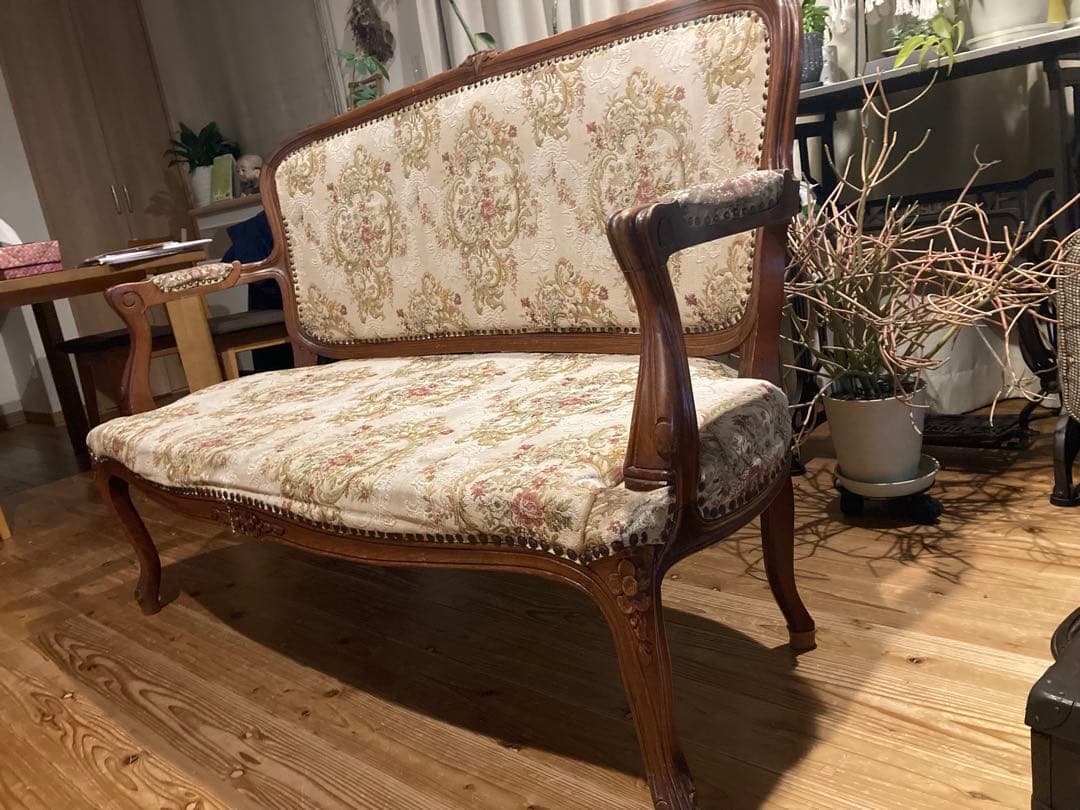 フランスアンティーク　猫脚サロンチェア　２人掛け