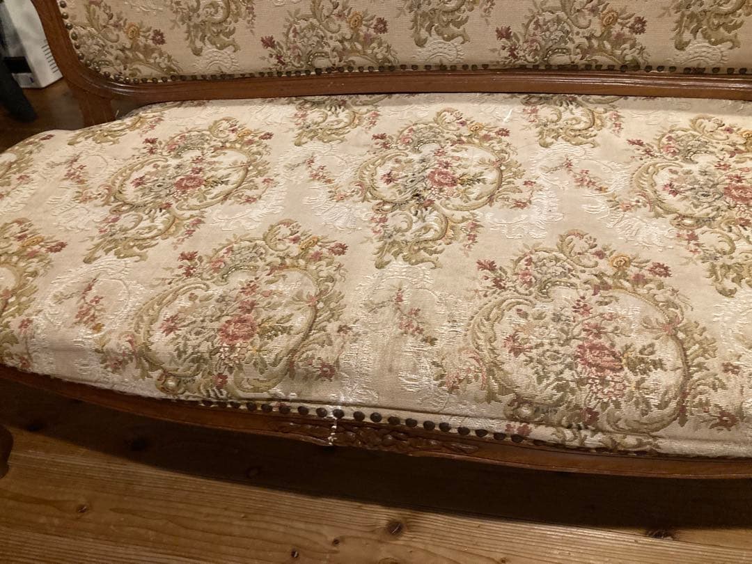 フランスアンティーク　猫脚サロンチェア　２人掛け