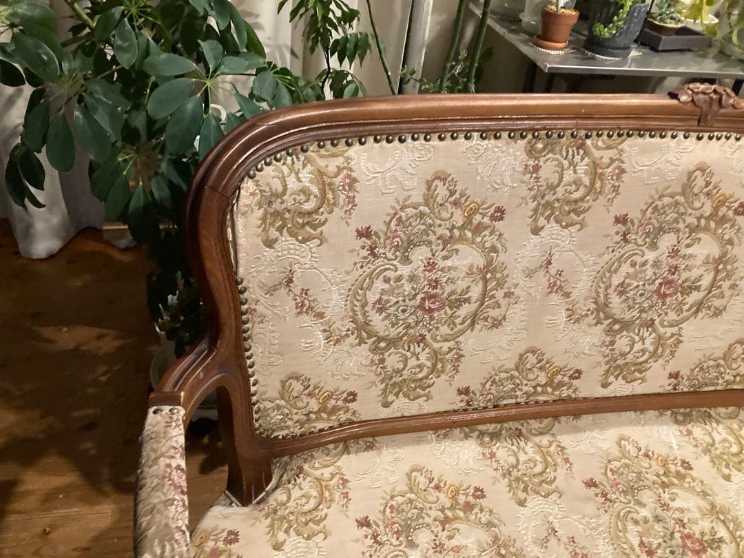 フランスアンティーク　猫脚サロンチェア　２人掛け