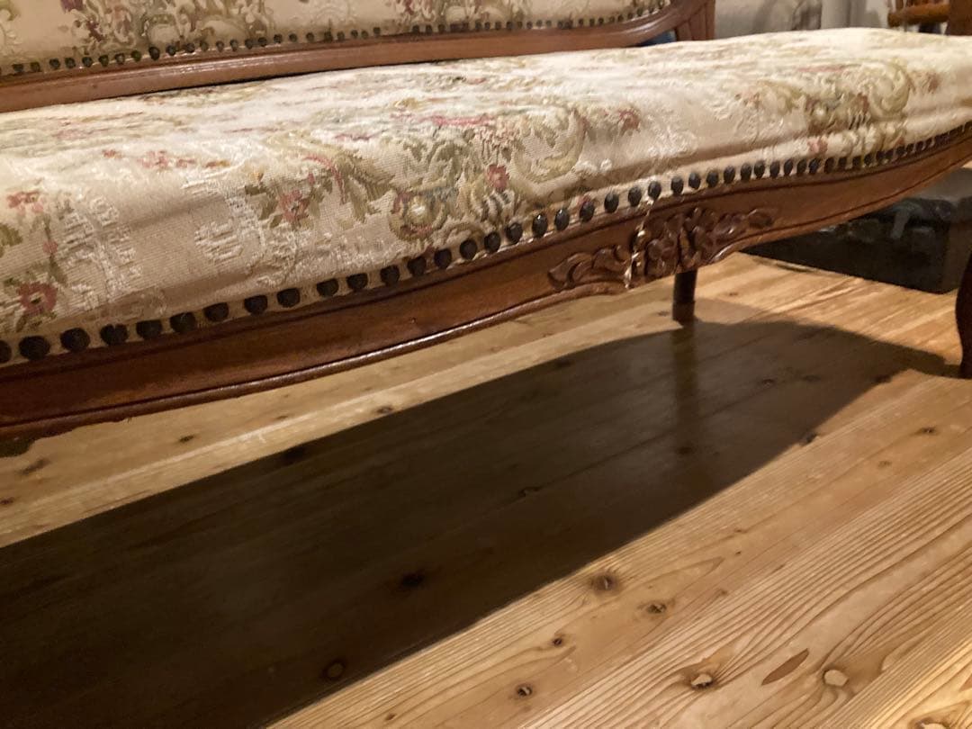 フランスアンティーク　猫脚サロンチェア　２人掛け