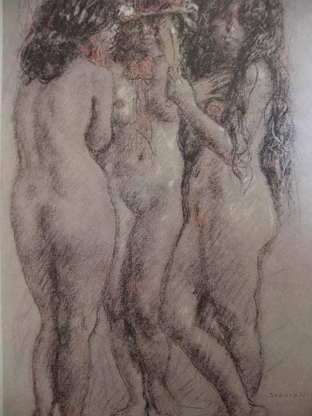 宮本 三郎、三美神、裸婦、希少画集画、新品額装付、状態良好