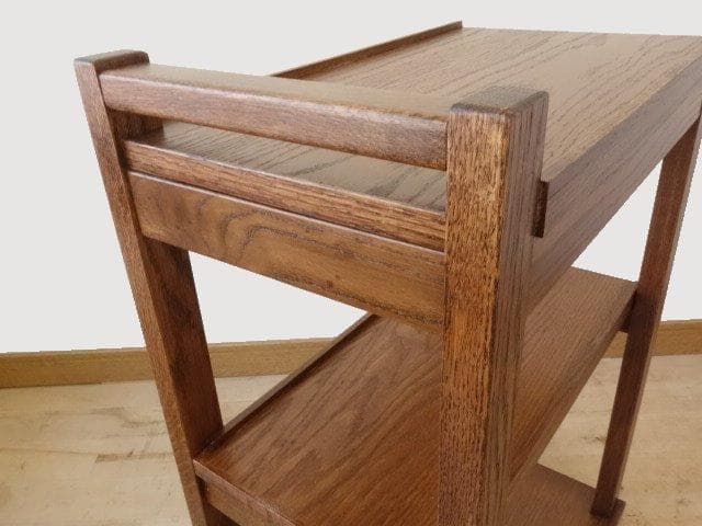 北海道手作り家具　ナラ材　木製　ワゴン引出付　勇峰工芸（新）