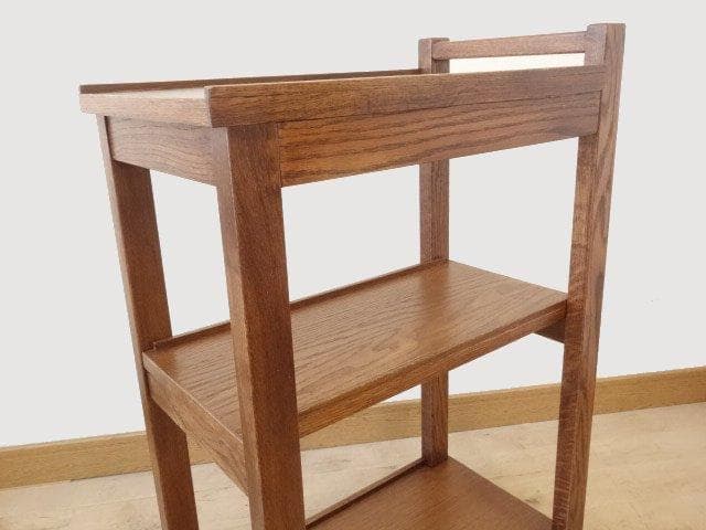 北海道手作り家具　ナラ材　木製　ワゴン引出付　勇峰工芸（新）