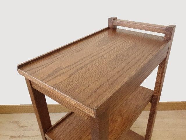 北海道手作り家具　ナラ材　木製　ワゴン引出付　勇峰工芸（新）