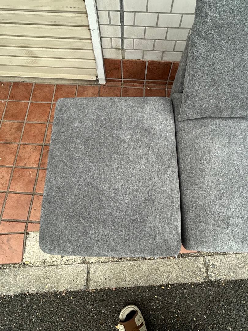 美品 Mellow オットマン付き 2人掛け カウチソファ グレー