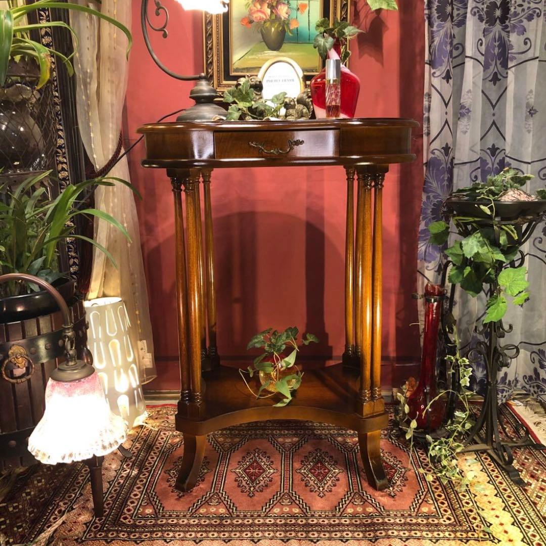 Sale アンティークPT ラウンド　猫脚　　ホールキャビネット