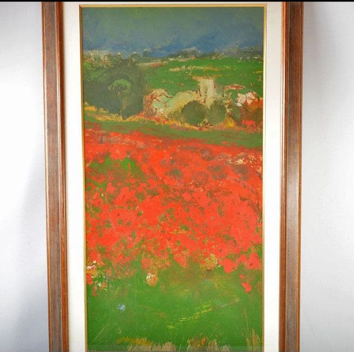 山下純司 「芥子の花咲く頃」 油彩 約40cm × 約77cm 長崎県美術館所蔵