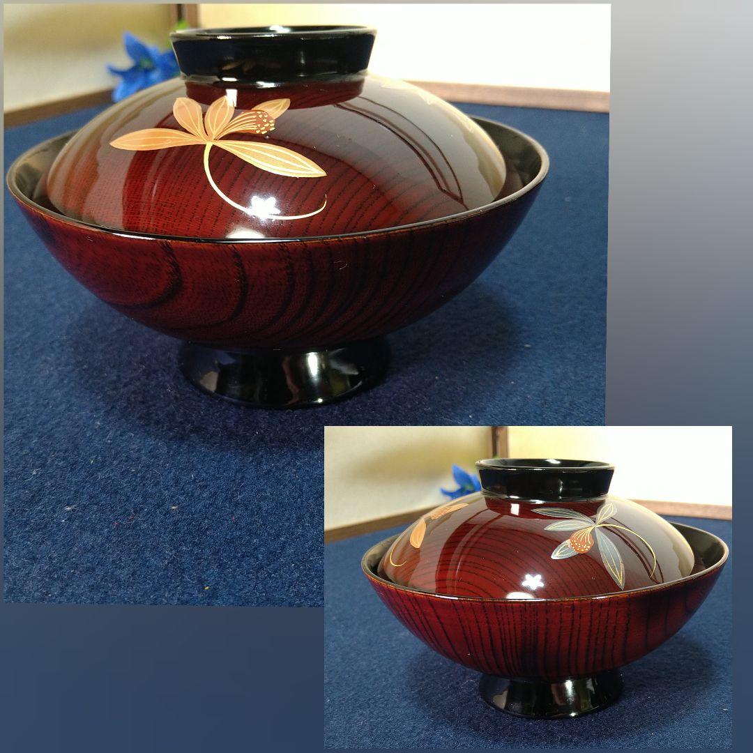 AH14 輪島塗 欅製 吸物椀五客 蓋付椀 木製漆塗 金蒔絵 お椀 ケヤ木