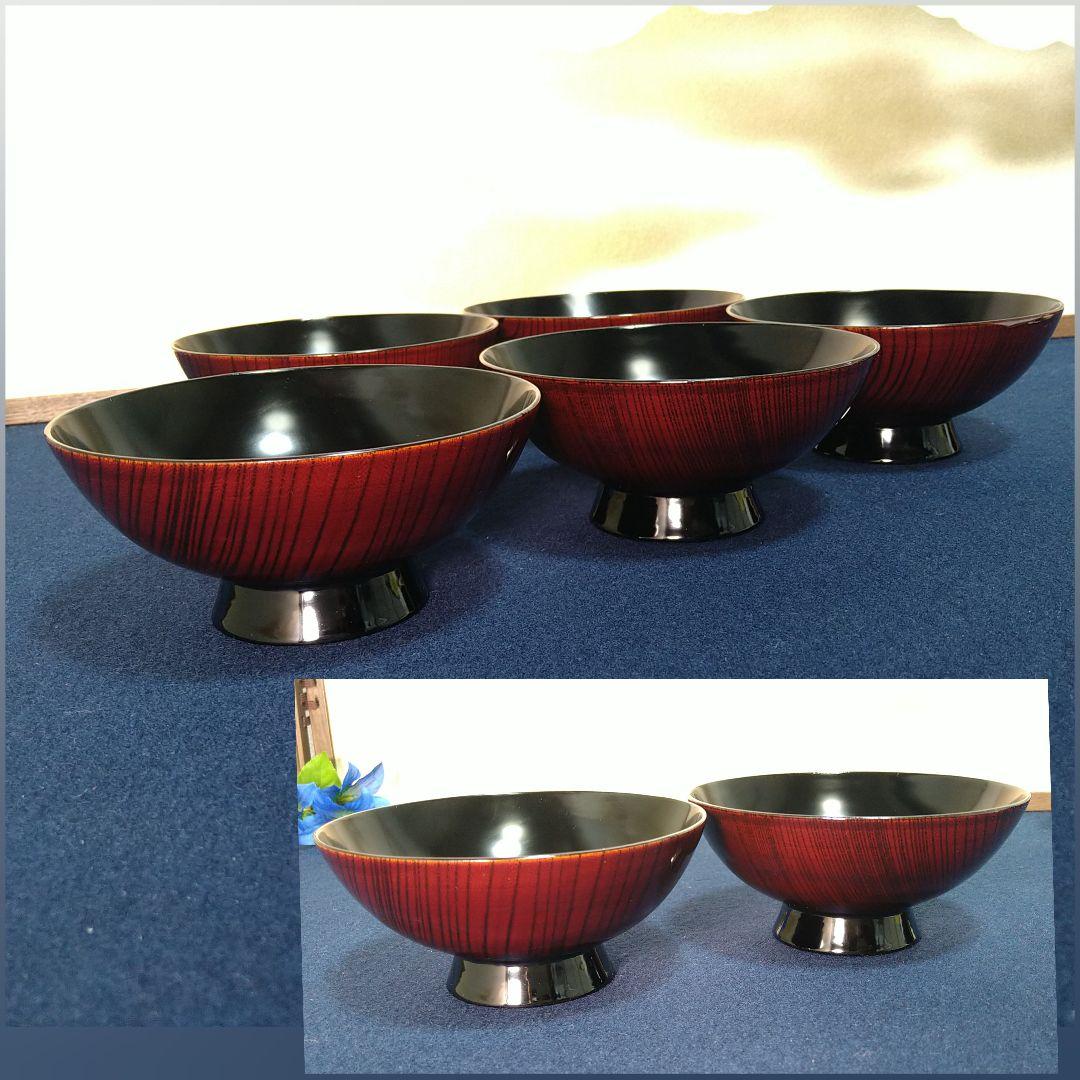 AH14 輪島塗 欅製 吸物椀五客 蓋付椀 木製漆塗 金蒔絵 お椀 ケヤ木