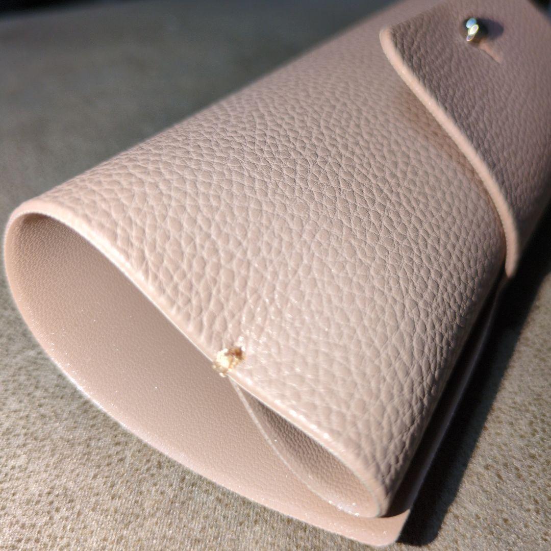 ピンク 合成皮革 メガネケース スナップボタン付き - メルカリ