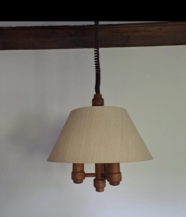 ★超レア3灯 Domus ランプ 70年代 ドムス チーク材 ペンダントライト