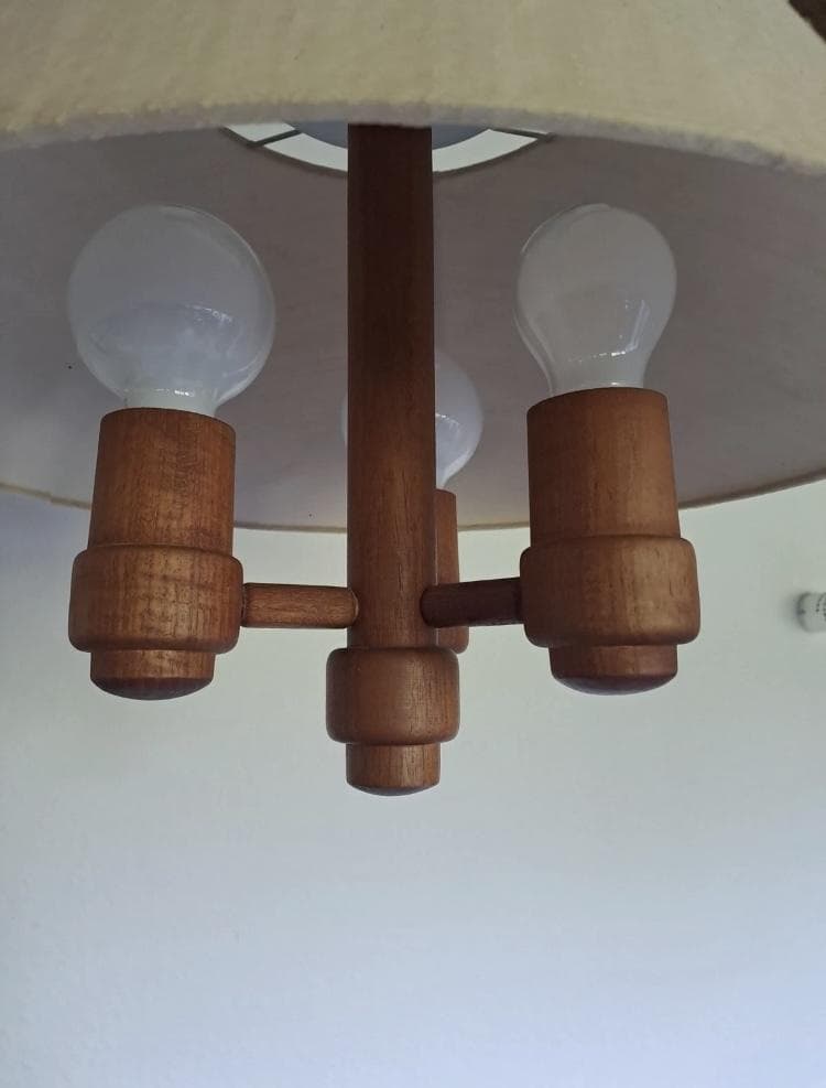 ★超レア3灯 Domus ランプ 70年代 ドムス チーク材 ペンダントライト