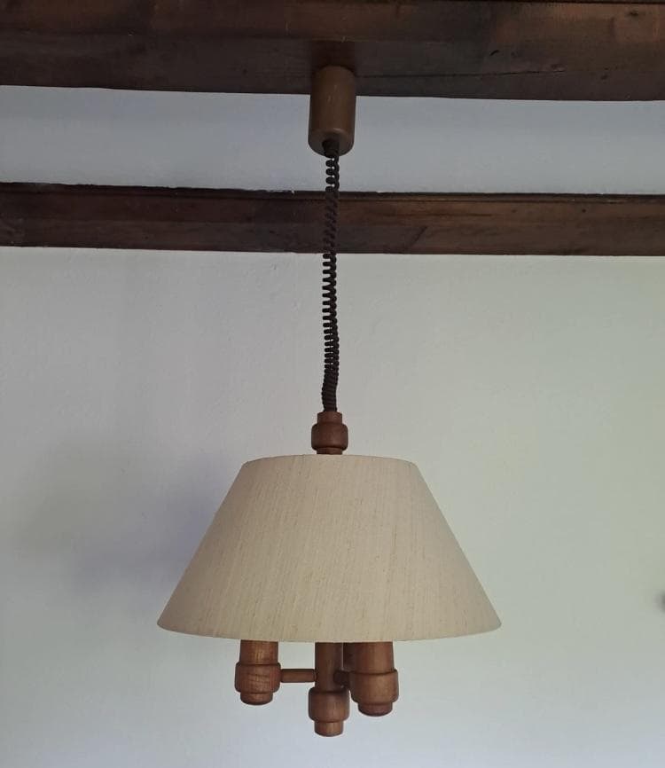 ★超レア3灯 Domus ランプ 70年代 ドムス チーク材 ペンダントライト