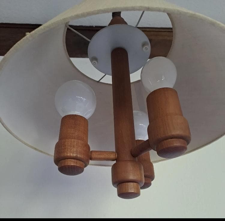 ★超レア3灯 Domus ランプ 70年代 ドムス チーク材 ペンダントライト