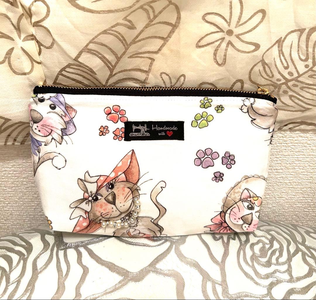 «805»◤完売◢リボンフリルポーチロラライハリス*Cats達*笑顔溢れる幸せ