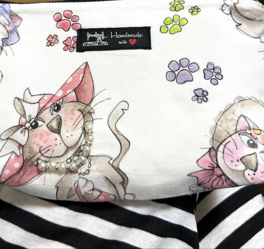 «805»◤完売◢リボンフリルポーチロラライハリス*Cats達*笑顔溢れる幸せ