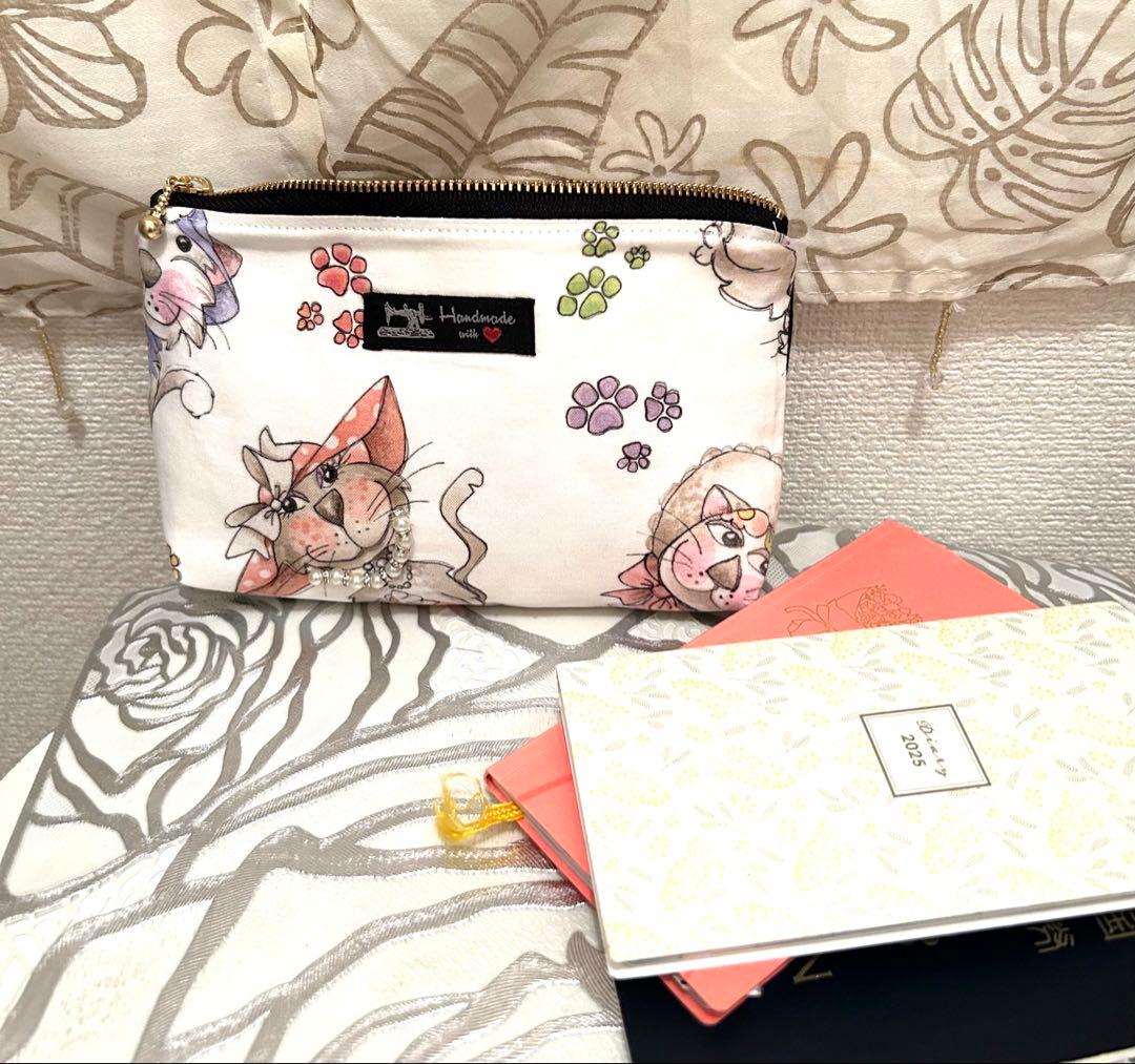 «805»◤完売◢リボンフリルポーチロラライハリス*Cats達*笑顔溢れる幸せ