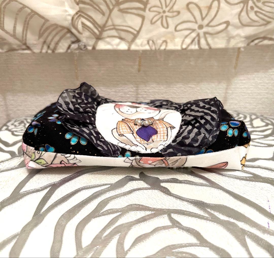 «805»◤完売◢リボンフリルポーチロラライハリス*Cats達*笑顔溢れる幸せ