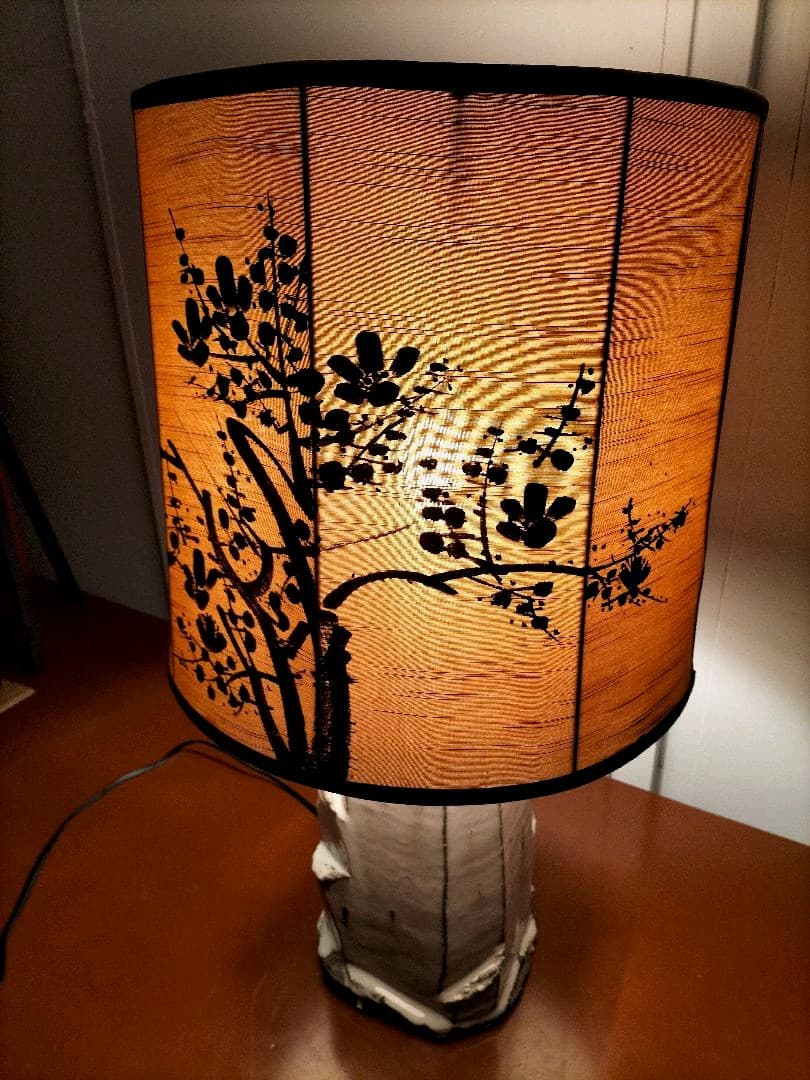 萩焼　ランプシェード　卓上ランプ