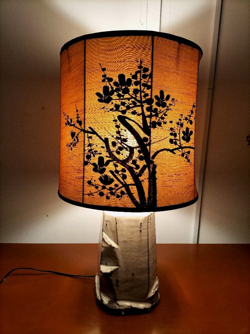 萩焼　ランプシェード　卓上ランプ