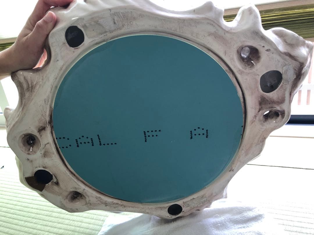 カポディモンテ　陶花　鏡　ウォールミラー　バラ　ローズ　イタリア製