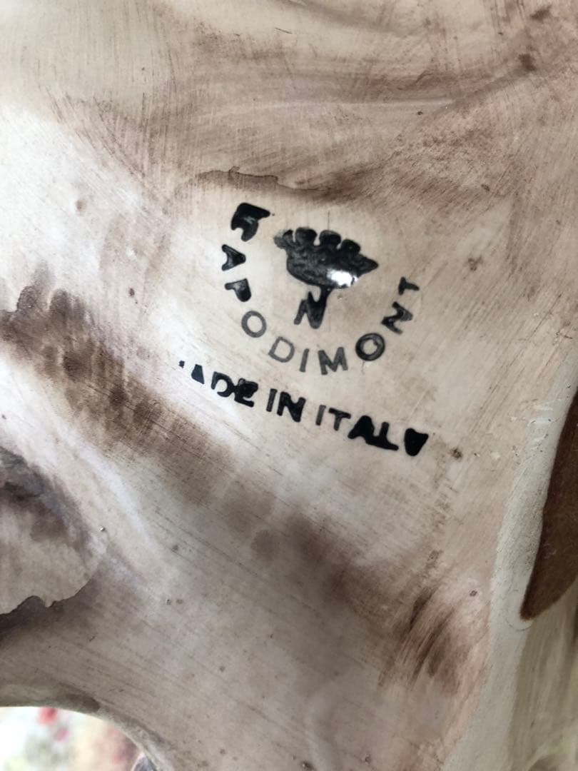 カポディモンテ　陶花　鏡　ウォールミラー　バラ　ローズ　イタリア製