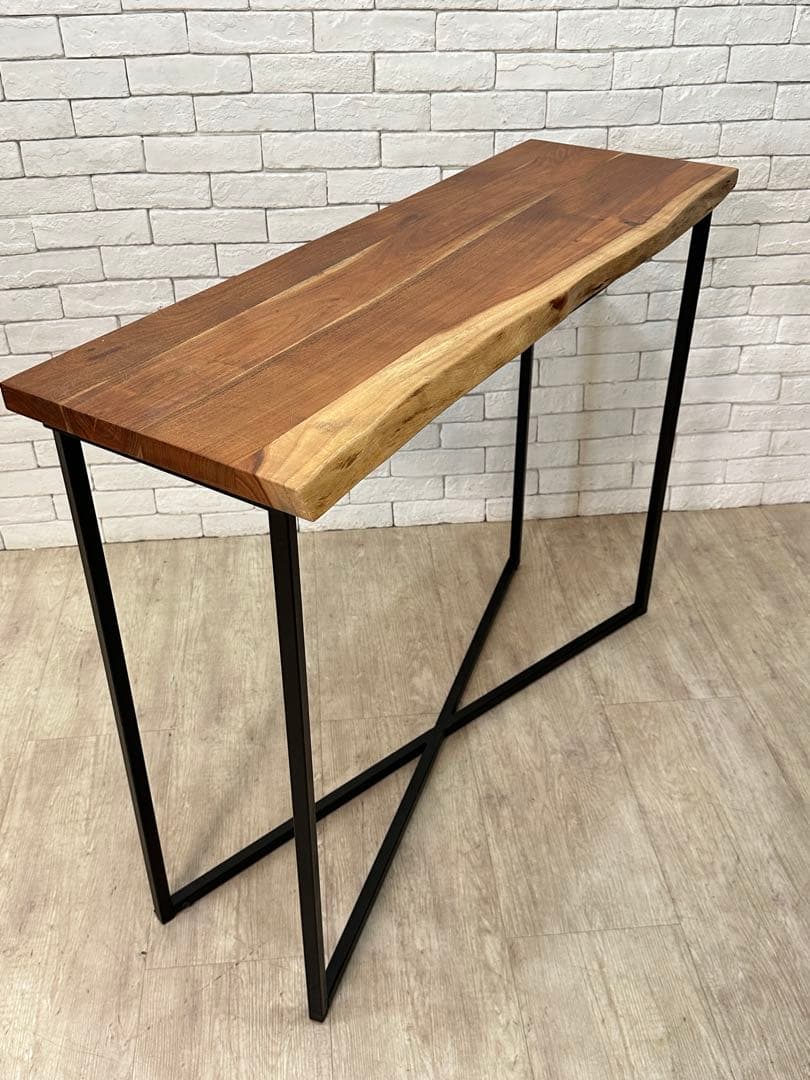 【東京都23区配送無料】一枚板　コンソール　テーブル　飾り棚　アイアン　机　玄関