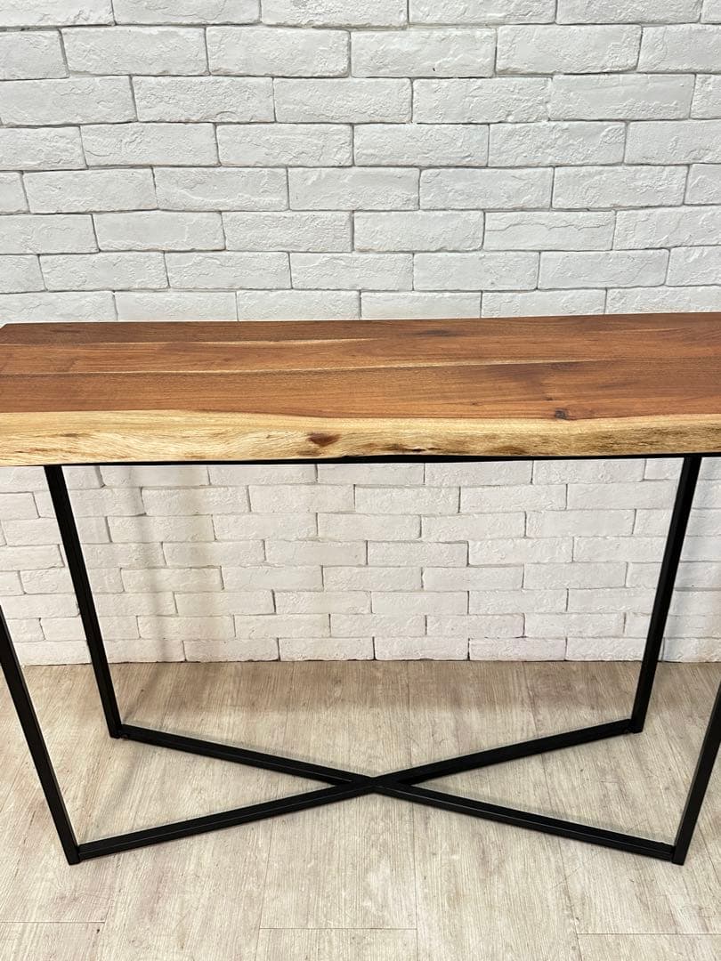 【東京都23区配送無料】一枚板　コンソール　テーブル　飾り棚　アイアン　机　玄関