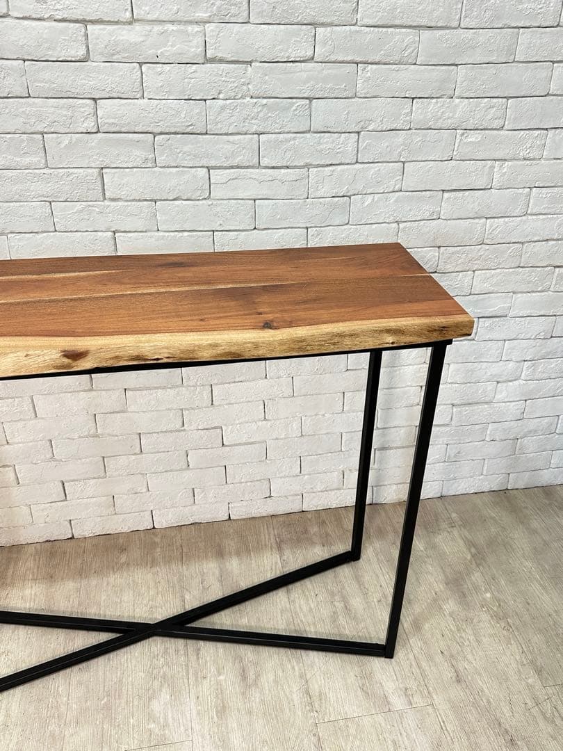 【東京都23区配送無料】一枚板　コンソール　テーブル　飾り棚　アイアン　机　玄関
