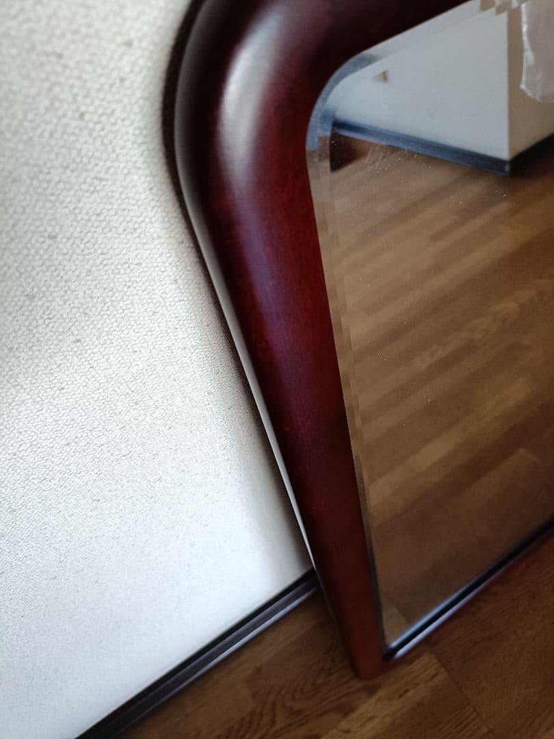 【オールドカリモク】(新品未使用)アンティーク木製ウォールミラー 壁掛け 鏡