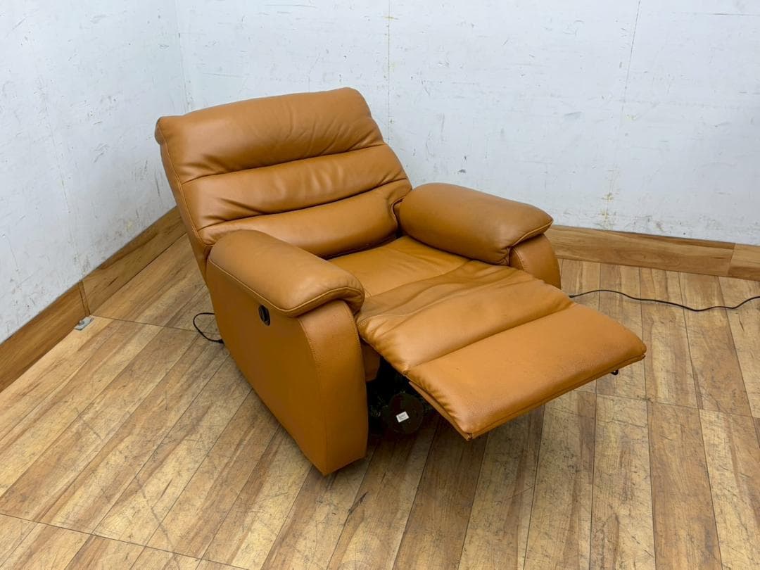T7962☆美品☆NITORI☆ニトリ☆本革☆電動リクライニングソファ☆一人掛け