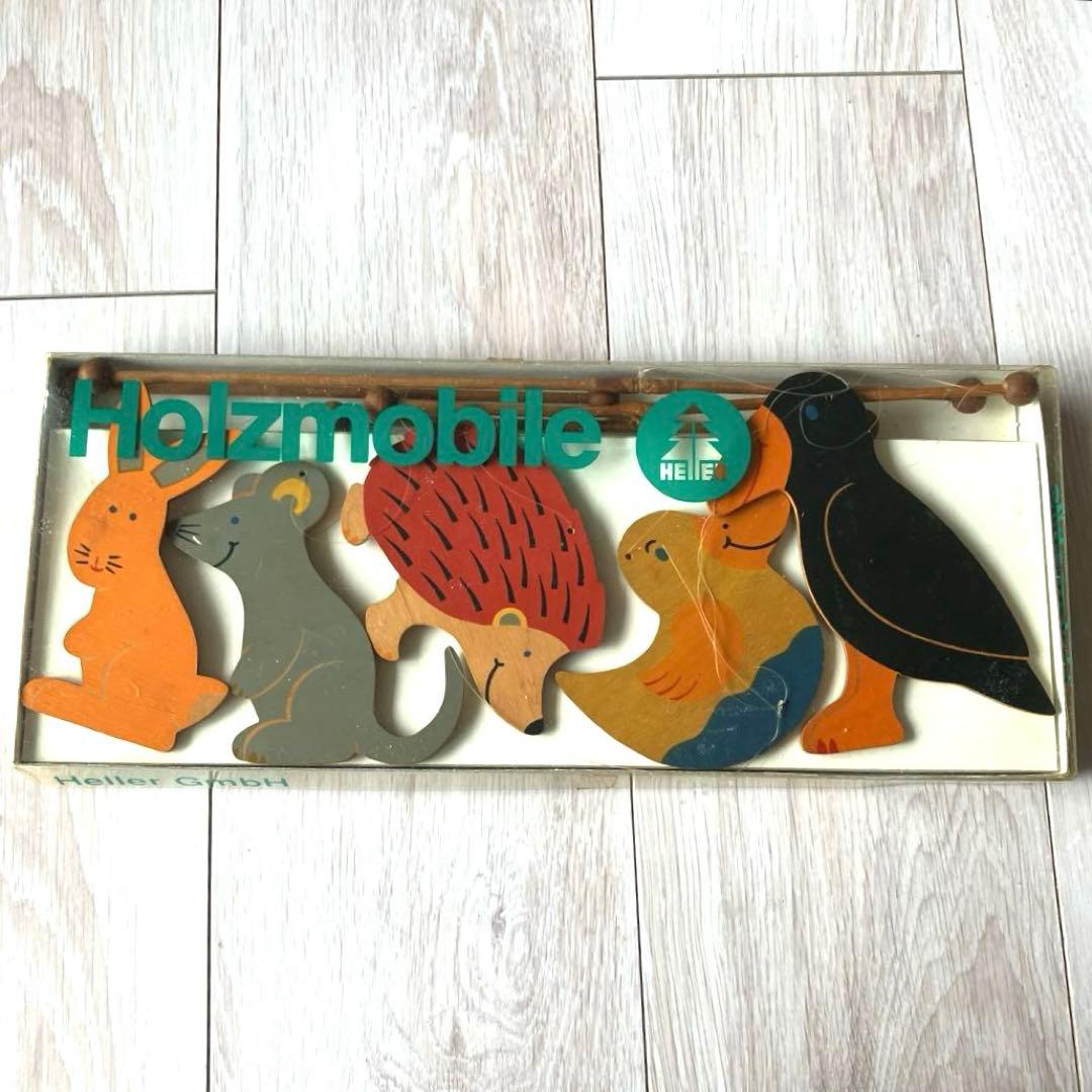 【匿名配送✨希少】ゆらゆら　木のモビール　木製　動物　モビール ドイツ　ヘラー