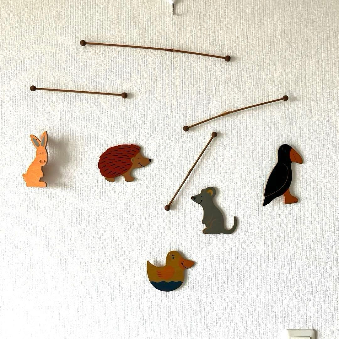 【匿名配送✨希少】ゆらゆら　木のモビール　木製　動物　モビール ドイツ　ヘラー