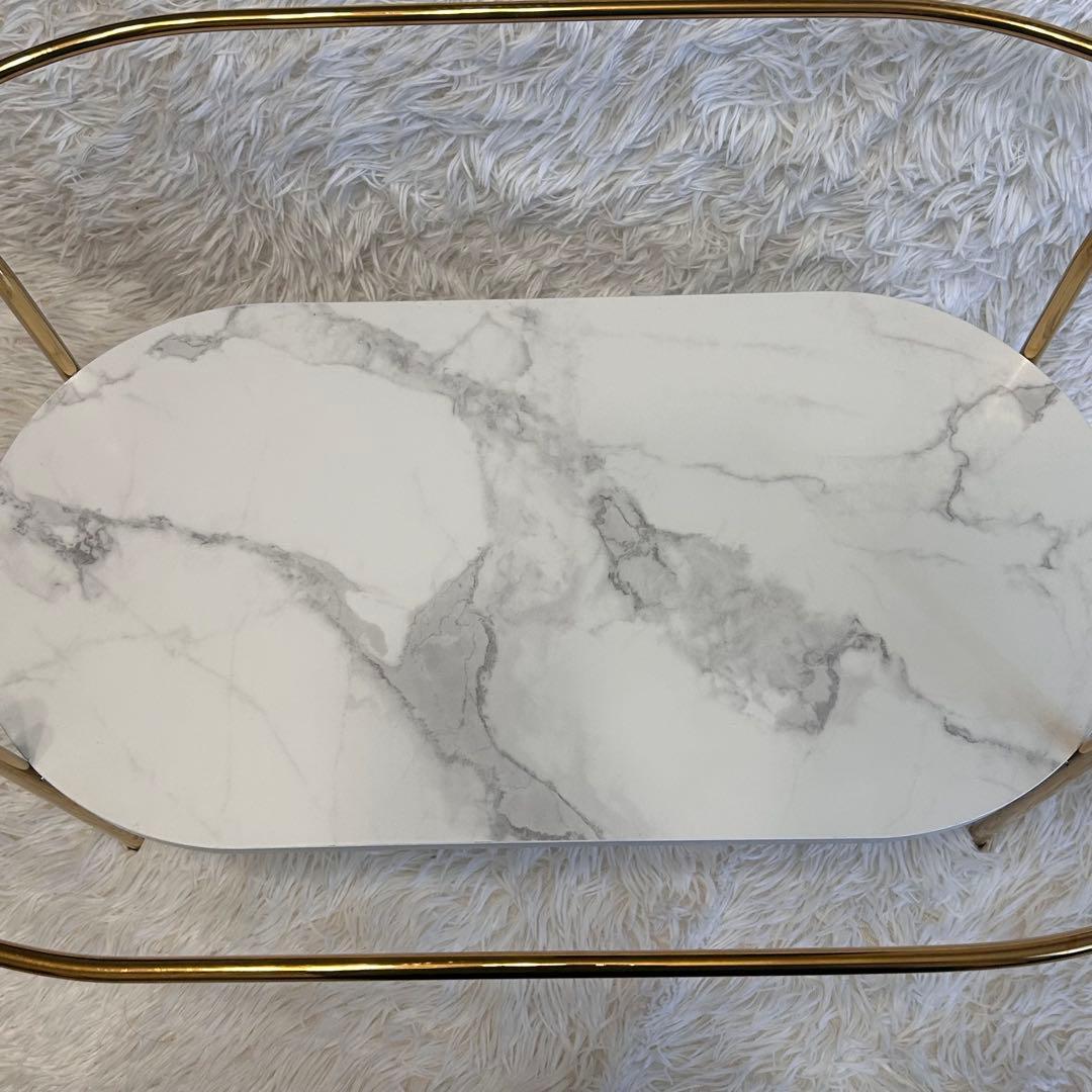 【人気】フランフラン レガートコーヒーテーブルS ゴールド×マーブル ガラス