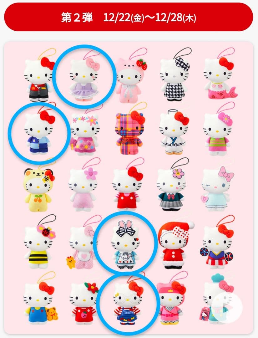 マックハッピーセット ハローキティ 50周年記念 【第2弾 4種セット