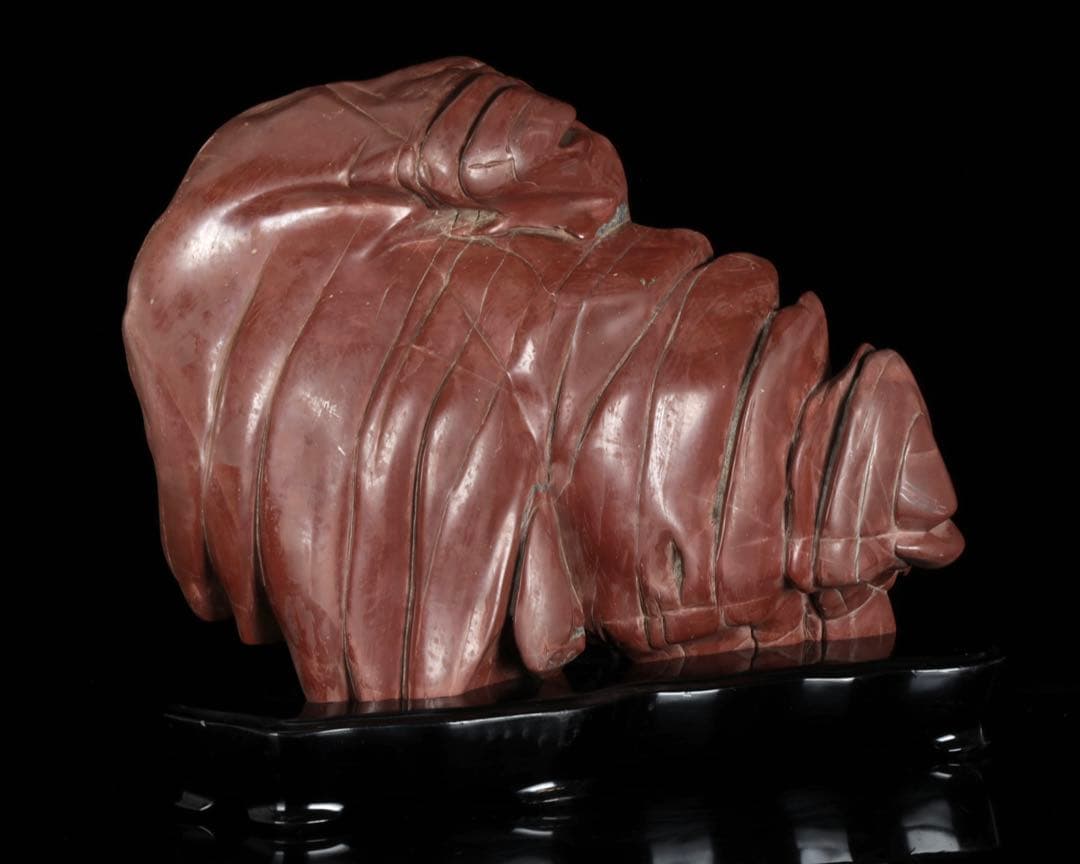 赤石 赤色天然石 レバー鑑賞石 水石 原石 鑑賞石 飾石 美石 台座付