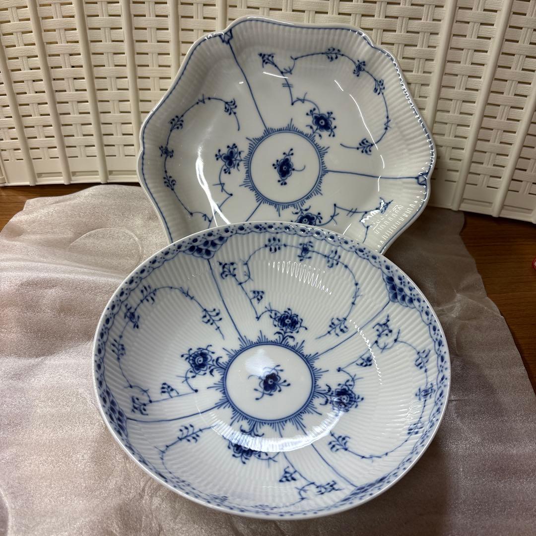 ロイヤルコペンハーゲン ブルーフルーテッド プレイン 2枚セット