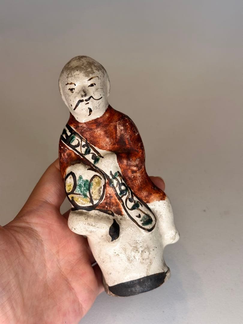 中国 磁州窯 彩絵 人物文 置物 骨董品 コレクション 時代物