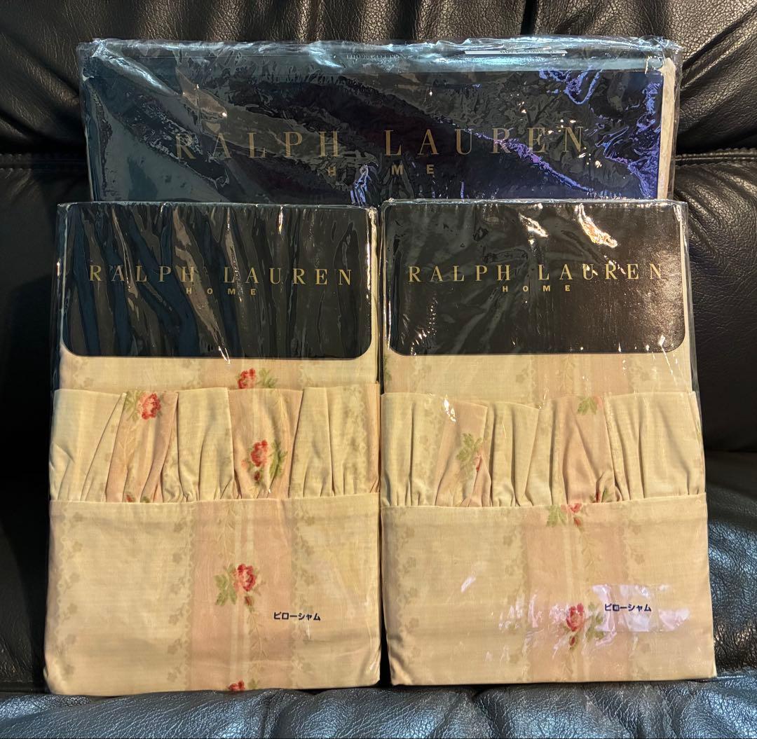 ★ 新品 ★ Ralph Lauren シーツ & 枕シャム リボンストライプF