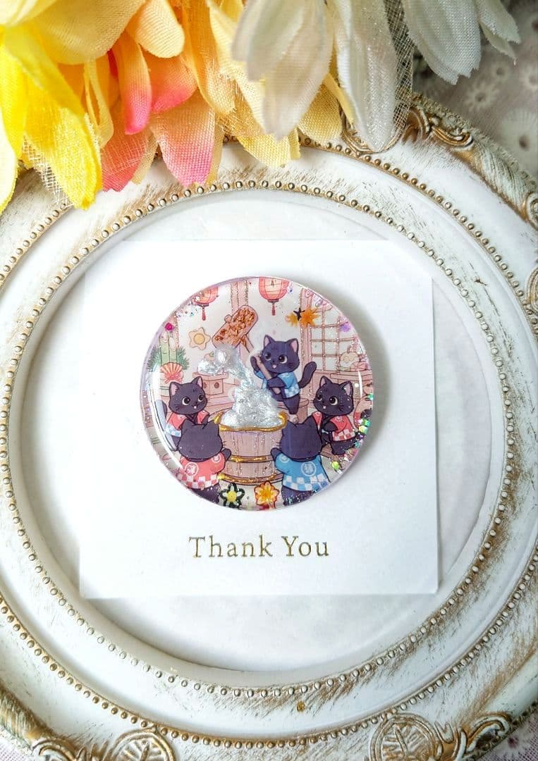 レジン　猫　ヘアゴム　ブローチ　ポニーフック　No.473