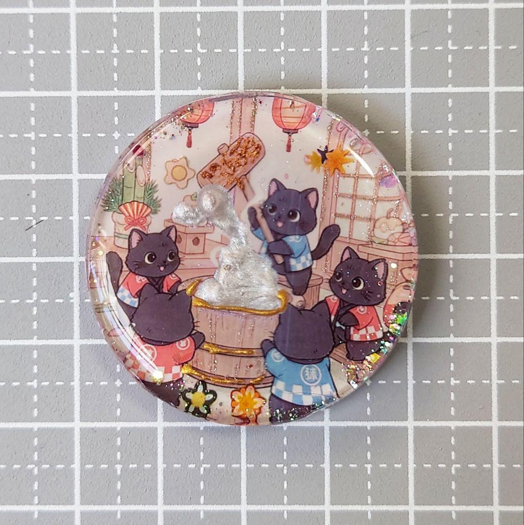 レジン　猫　ヘアゴム　ブローチ　ポニーフック　No.473