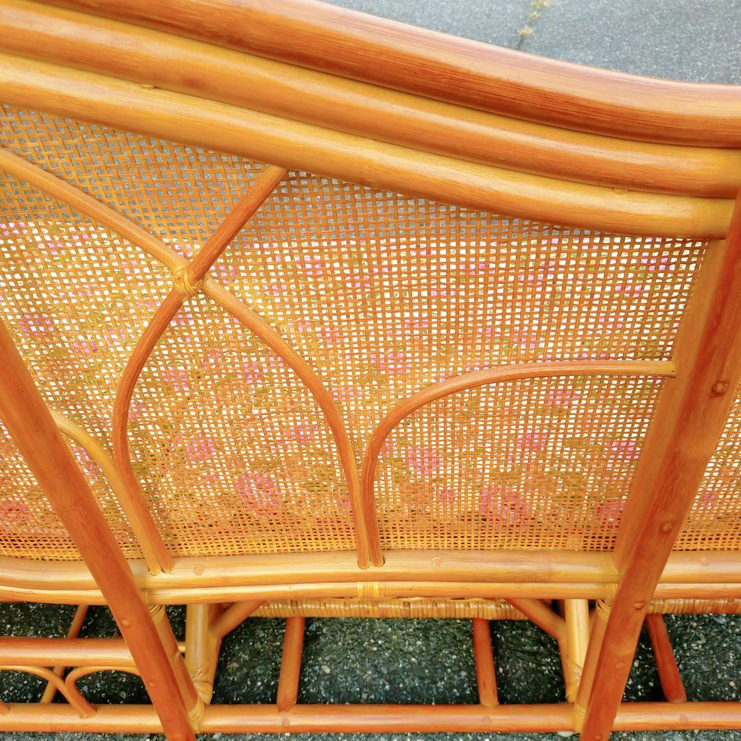 ヴィンテージ ラタン カウチソファ 2人掛け 引き出し収納付き