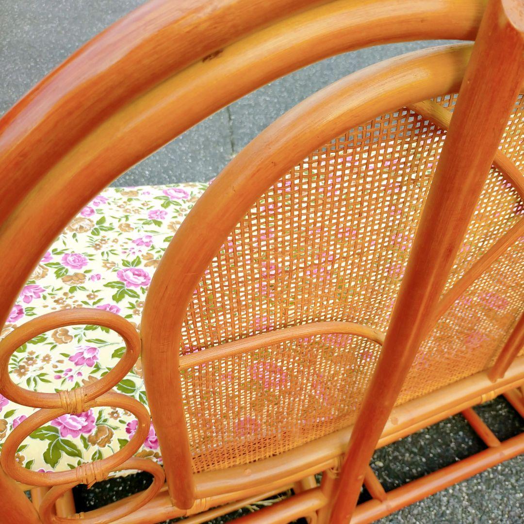 ヴィンテージ ラタン カウチソファ 2人掛け 引き出し収納付き